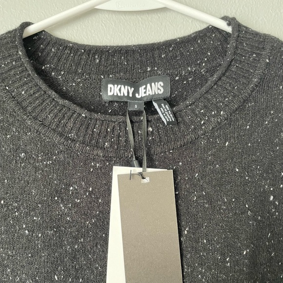 DKNY Jeans NWT Women's Black and White Heathered Crew Neck Sweater S - Picture 2 of 4